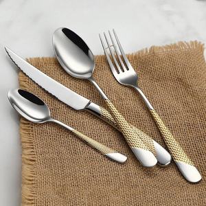 Elegante cocina de lujo para Hotel, cubiertos dorados personalizados, diseño de moda, mango de bambú, juego de cubiertos elegante - Product Image 1