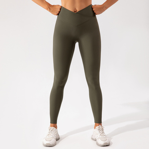 Leggings de Yoga de Cintura Alta, Largos, Compresivos, Color Azul Marino Sólido, con Tejido Acordonado de Spandex y Nailon, Sin Costuras, Elásticos en Cuatro Direcciones, Transpirables - Product Image 4