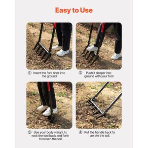 Forca da Giardino Robusta a 5 Denti con Manici Doppi in Fibra di Vetro e Design Ergonomico a U - Forca a Mano Larga - Product Image 3