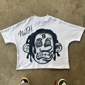 Camiseta Gráfica Corta de Algodón 100% Tejido para Hombre, Estilo Oversize Holgado, Fabricación OEM Personalizada, Estilo Urbano - Product Image 3