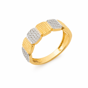 Mens 18KT Yellow Gold Geometric Link Style <b>Ring</b> Micro Pave Cubic Zirconia Multi Section Band <b>Statement</b> Wedding Party Gift - Product Image 2