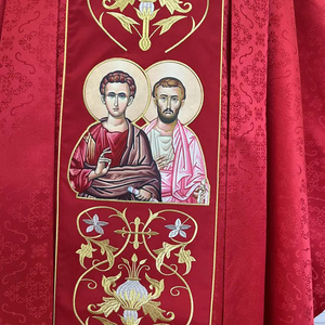 Chasuble rouge pour prêtre catholique avec étole, modèle 2025, sur mesure, haute qualité, nouveau design, broderie - Product Image 4