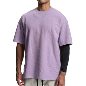 T-shirt unisexe streetwear hip-hop 250 g/m² en coton 100 % tricoté, coupe oversize, effet délavé, style vintage, design vierge - Product Image 1