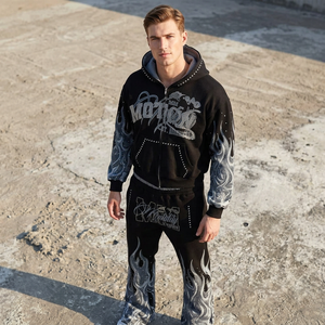 High Quality Rhinestone e Graphic Rhinestone Hoodie and Flare <b>Sweatpants</b> <b>Set</b> Hotfix Crystal Tracksuit Unisex Y2K <b>Set</b> - Product Image 1