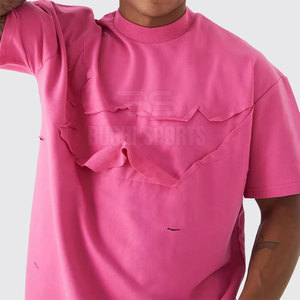 T-shirt Distressed Confortable, T-shirt Distressed Moderne, Matière de Qualité avec Finition Texturée Lisse - Product Image 3