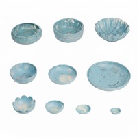 Belladec – Bol à fruits élégant bleu clair en résine marbrée, fait main, 10 pouces, vaisselle moderne et antique pour la maison et la restauration