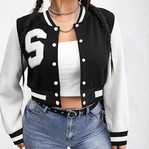 Blouson universitaire slim fit pour femme, en laine personnalisée avec manches en cuir véritable, style Letterman, vêtement de baseball - Product Image 2