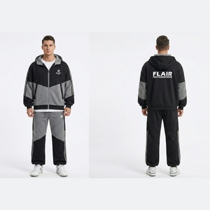 Custom Men’s <b>Oversized</b> Geometric Tracksuit | Drop Shoulder Tech-Style Hoodie & <b>Jogger</b> Set - Product Image 5