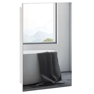 Armadietto da Bagno Bianco a Parete con Specchio, Mobile Incassato con Ripiani Portaoggetti - Product Image 1