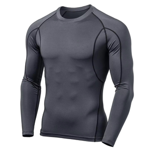 T-shirt de compression athlétique à manches longues pour homme, tissu extensible premium, anti-transpiration, soutien musculaire, vêtements d'entraînement, OEM ODM, vente en gros - Product Image 1