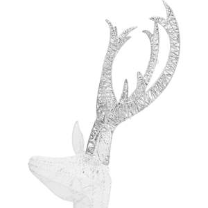 Figurine et jouet de Noël en forme de famille de rennes extra-hautes en maille blanche et argentée et en métal pour décorations festives - Product Image 5
