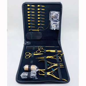 Pince à micro-anneaux professionnelle, ciseaux de coiffure, outils d'extension capillaire en acier inoxydable chirurgical durable doré - Product Image 1