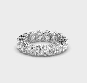 Anillo de boda de eternidad completa de oro blanco de 14K con diamantes cultivados en laboratorio de corte ovalado de 4.50 CTW y engaste compartido al por mayor - Product Image 4