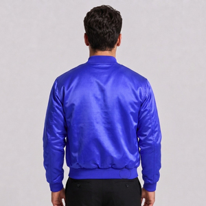 Veste de sport en satin rouge pour homme avec bordure blanche, fermeture à boutons, vêtement décontracté pour l'automne - Product Image 5