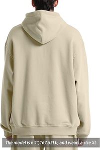 เสื้อฮู้ดดี้โอเวอร์ไซส์ผู้ชาย สีพื้น ผ้าฝ้ายเฟรนช์เทอร์รี่ สวมใส่สบาย มีกระเป๋าหน้า - Product Image 3