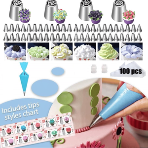 Set Deluxe da 3 confezioni per decorare torte giradischi rotanti Premium ampia gamma 48 ugelli 390 accessori totali-libera la tua pasticceria - Product Image 6