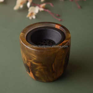 Brûleur à encens en bois d'acacia et résine époxy artisanale de luxe, support artistique pour la fragrance d'intérieur, les nuits du Ramadan et les cadeaux de l'Aïd - Product Image 5