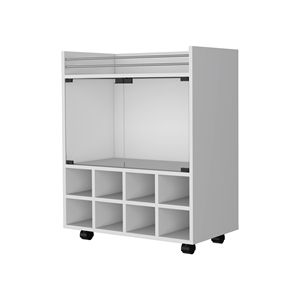 Carrello Bar Minneapolis con Portabottiglie per 8 Bottiglie, Vetrina in Vetro e Top in Alluminio Integrato - Categoria Prodotti: Mobili Bar - Product Image 2