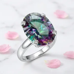 Classic Rainbow Mystic Topaz 925 Sterling Silver <b>Ring</b> Prong Setting Handmade Jewelry Multicolor Gemstone <b>Statement</b> <b>Ring</b> - Product Image 3