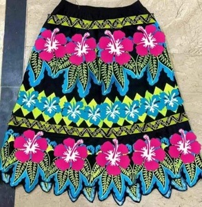 Fast shipping easy to wear Sale Breathable and Soft Polynesian Floral Long <b>Skirts</b> for Women Embroidered <b>Elastic</b> <b>Waist</b> Design - Product Image 3