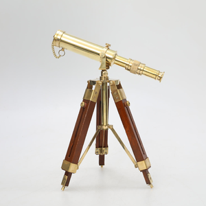 Binoculares de doble tubo de latón pulido montados en un soporte metálico extensible, disponibles a precios de mayorista. - Product Image 5
