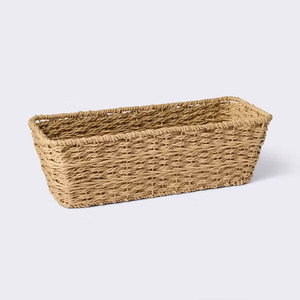 Seagrass Rectangular Storage Tray Wicker Organizer Tray Eco Friendly Rustic Elegant Home Decor for Closet Shelf Kitchen OEM ODM - Product Image 1