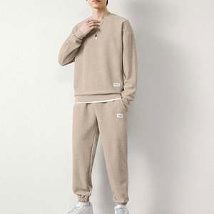 Ensembles de survêtements pour hommes 2 pièces, tenues de sport décontractées unies, sweat-shirt à col rond et pantalon de jogging, vêtements de sport actifs - Product Image 1