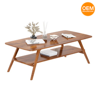 Vente en gros Table basse rectangulaire en bois à 2 niveaux ouverte Style panneau moderne pour un grand rangement dans votre salon