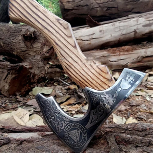 Hacha de Supervivencia SHORT SIGN, Hecha a Mano, de Acero al Carbono de Alta Calidad, Mango de Madera de Fresno, Funda de Cuero, para Tala de Árboles - Product Image 3