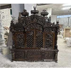 Mandir de Pooja de Madera de Teca Moderna y Elegante con Puertas, Hecho a Mano, Tamaño Personalizado, Recién Llegado a California - Product Image 1