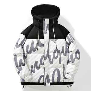 custom Heavy Designer Puff Padded Coat Men's Down Bubble Winter Men Hooded Zipper Down <b>Jacket</b> - Product Image 3