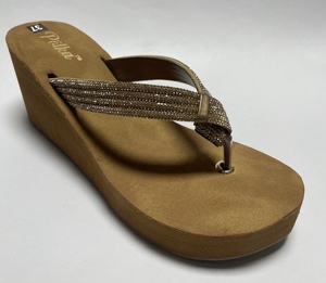 Sandalias de Plataforma con Tacón de Cuña para Mujer, de Alta Calidad y Más Vendidas, con Suelas de Cuero Genuino y Detalle de Cuentas, para Todas las Temporadas y Actividades al Aire Libre - Product Image 1
