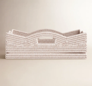 Cesta rectangular decorativa de fibra vegetal tejida con asas, estilo bohemio floral a cuadros, para Bar Mitzvah - Product Image 2