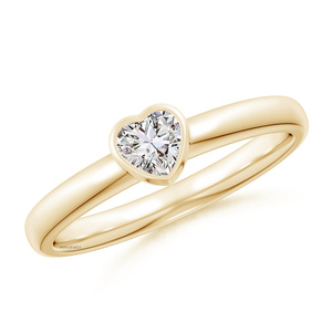 Anillo Solitario Minimalista con Diamante Cultivado en Laboratorio, Corte Corazón, Engaste en Bisel, Oro 10K/14K/18K, Plata 925/935, Rodio, para Boda o Compromiso - Product Image 2