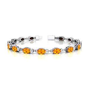 14k <b>Solid</b> <b>Gold</b> Natural Yellow Citrine With Diamond Tennis Bracelet Latest Trendy 2026 Handmade Tennis Bracelet Valentine's Gift - Product Image 3