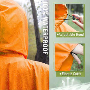 New Arriver Rain <b>Poncho</b> Hiker Waterproof Rain <b>Poncho</b> Hiking Raincoat Reusable Polyester Rain Coats Cape For Outdoor Activities - Product Image 3