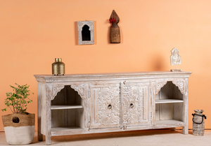 Elegant Monroe Solid Wood Sheesham <b>TV</b> <b>Unit</b> Extendable Handmade Media Console Modern <b>Rustic</b> Indian Living Room Furniture - Product Image 5