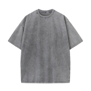 T-shirts personnalisables pour hommes, effet délavé, nouvelle mode, 100% coton tricoté, col rond, streetwear, grandes tailles, logo graphique, soie unie - Product Image 3