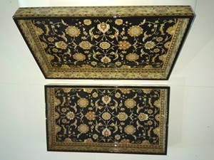 Nouveau design andcrafted Plateau de service rond en bois naturel rustique plateaux en bois élégants avec poignées en gros de Falak World Export - Product Image 3