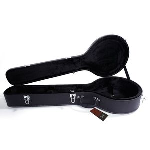 Custodia per banjo in pelle nera e legno per banjo a 5 e 6 corde con motivo microgroove - Product Image 3