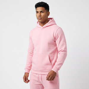 Chándal Unisex Rosa con Capucha, Manga Larga, Color Sólido, Ropa Casual, Transpirable, Algodón, Corte Regular, Atuendo de Otoño - Product Image 4
