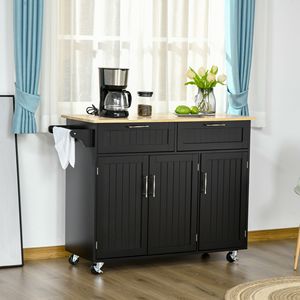 Carrello da Cucina Moderno in Rovere con Design Portatile, Finitura in Legno e Vetro/MDF/Marmo e Spazio di Archiviazione Regolabile - Product Image 2