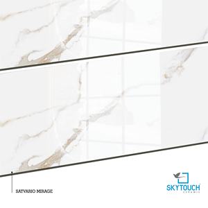 Azulejos con Aspecto de Mármol de 600x1200, Satvario Mirage Blanco, Azulejos de Porcelana Brillante con Aspecto de Roca Pulida para Pisos y Paredes - Product Image 2
