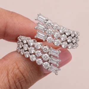 Bague ajustable moderne en argent sterling 925 avec diamant, idéale pour femme, mariage, fiançailles, anniversaire, soirée - Nouveauté très prisée - Product Image 1