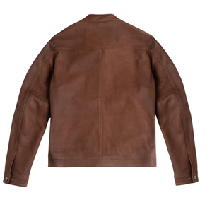 <b>Mens</b> Brown Genuine <b>Suede</b> Leather Streetwear <b>Jacket</b> Stand Collar Zip Front Slimfit Minimalist Premium Casual OEM Winter Outerwear - Product Image 2