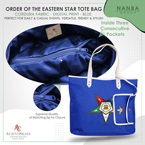 Sac fourre-tout personnalisé avec fermeture éclair imperméable bleu étoile orientale maçonnique |   Sac unisexe brodé en Cordura et polyvinyle - Product Image 5