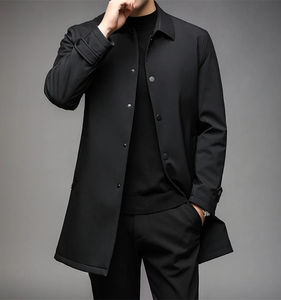 Manteau trench-coat homme de qualité supérieure, coupe droite, simple boutonnage, long, décontracté, coupe-vent, bonne qualité. - Product Image 6