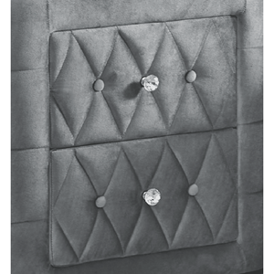 Table de chevet ovale en faux marbre avec 2 tiroirs finition grise bouton tufté en faux cristal tufté 1pc table de chevet de rangement - Product Image 3