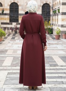 Vestido Maxi Musulmán Informal y Modesto para Mujer, Manga Larga, con Cinturón, Estilo Abaya, Transpirable, de Poliéster, Corte Holgado, Elegante, para Uso Diario - Product Image 4