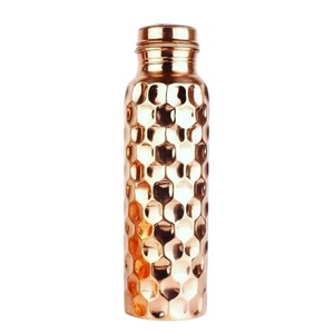 Handcrafted Honeycomb Textured Pure Copper Water Bottle Bulk Wholesale Premium Quality Indian Artisan <b>Drinkware</b> For Home - Product Image 1